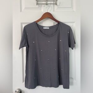 Giordano Elegant Gray Embellished Women's Tee